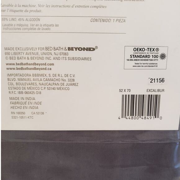 Linen Chambray Blue Tablecloth with Contrast Stitch Excalibur Studio 3B 52 x 70 - Picture 6 of 11